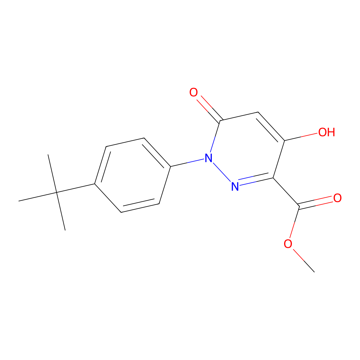 Methyl 1-[4-(tert-butyl)phenyl]-4-hydroxy-6-oxo-1,6-dihydro-3-pyridazinecarboxylate molecular structure, CAS 303150-38-1