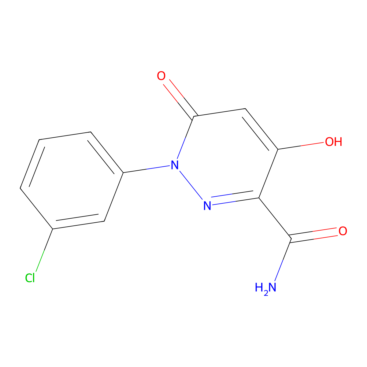 1-(3-Chlorophenyl)-4-hydroxy-6-oxo-1,6-dihydro-3-pyridazinecarboxamide molecular structure, CAS 303150-43-8
