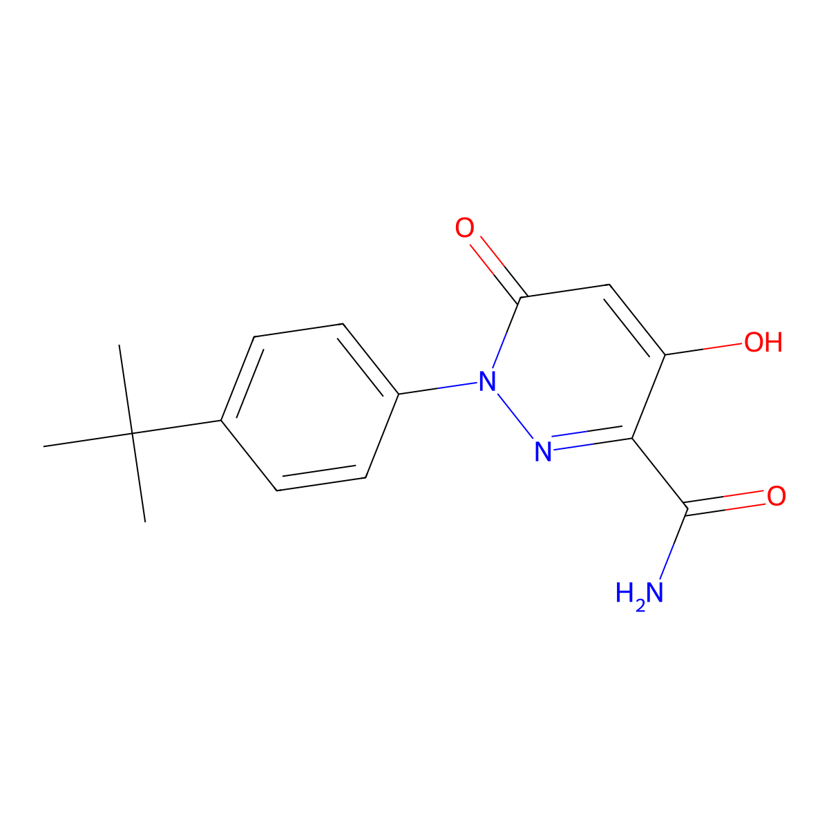 1-[4-(Tert-butyl)phenyl]-4-hydroxy-6-oxo-1,6-dihydro-3-pyridazinecarboxamide molecular structure, CAS 303150-44-9