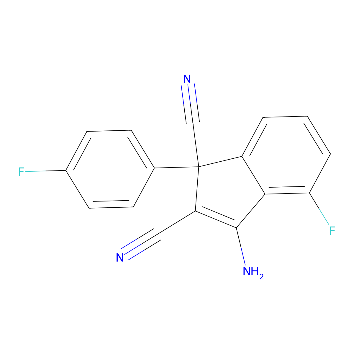 3-amino-4-fluoro-1-(4-fluorophenyl)-1H-indene-1,2-dicarbonitrile molecular structure, CAS 303150-48-3