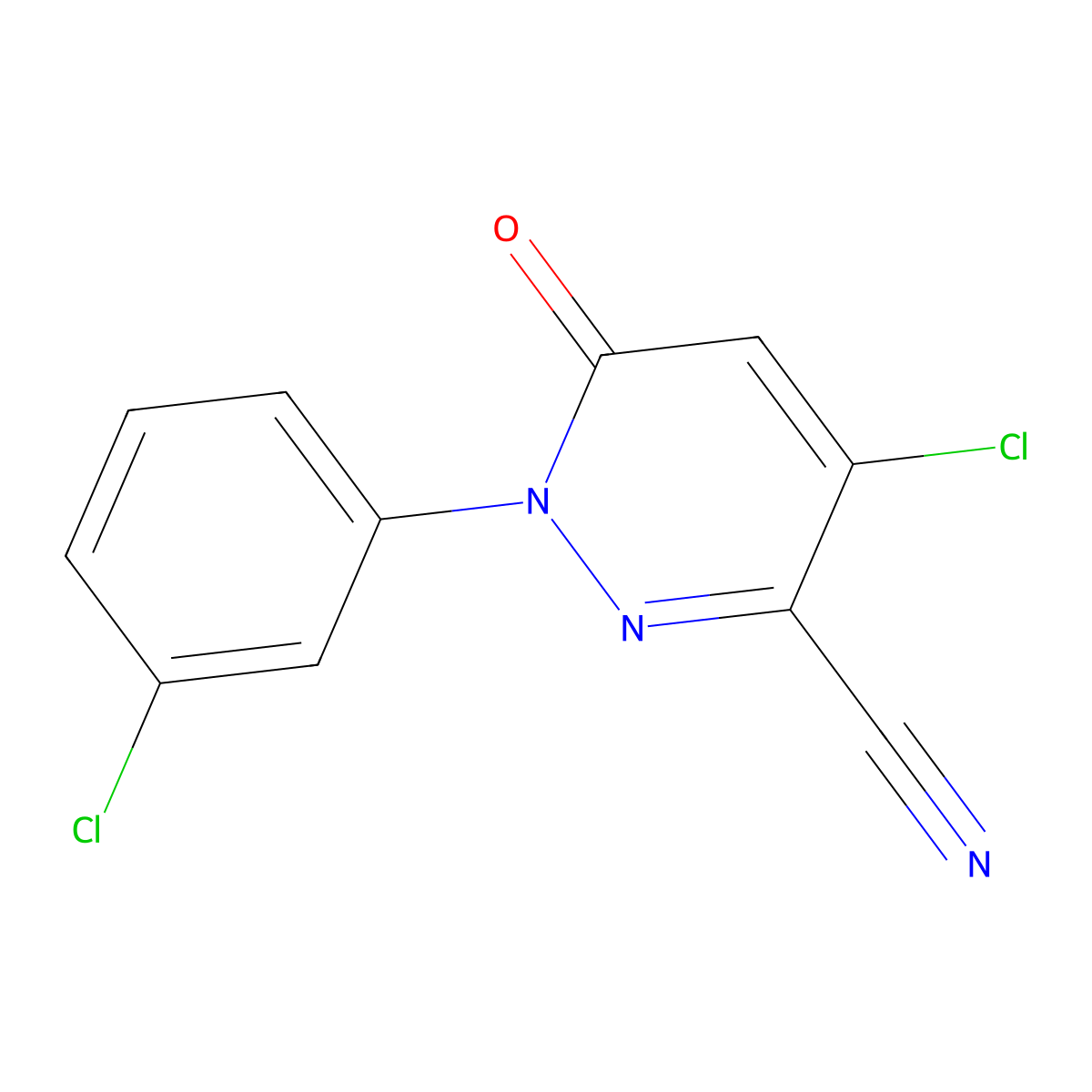 4-Chloro-1-(3-chlorophenyl)-6-oxo-1,6-dihydro-3-pyridazinecarbonitrile molecular structure, CAS 303150-49-4