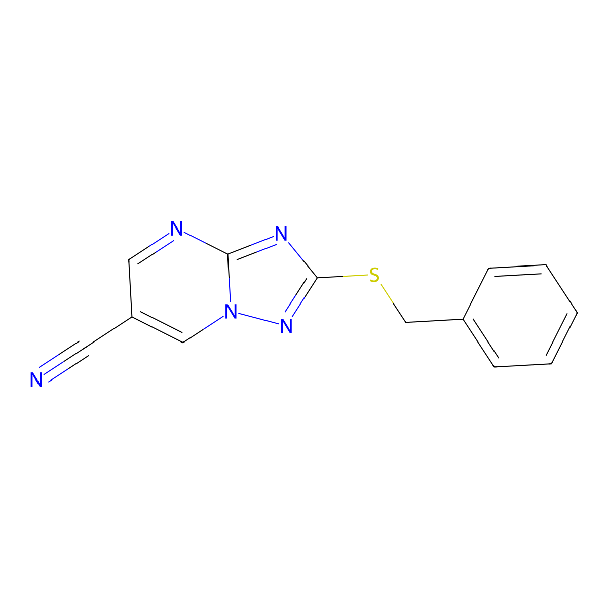 2-(Benzylsulfanyl)[1,2,4]triazolo[1,5-a]pyrimidine-6-carbonitrile molecular structure, CAS 303150-50-7