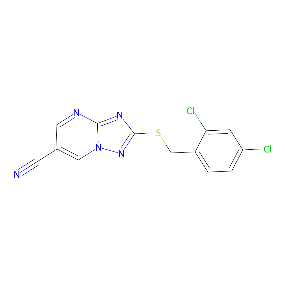 2-[(2,4-Dichlorobenzyl)sulfanyl][1,2,4]triazolo[1,5-a]pyrimidine-6-carbonitrile molecular structure, CAS 303150-52-9