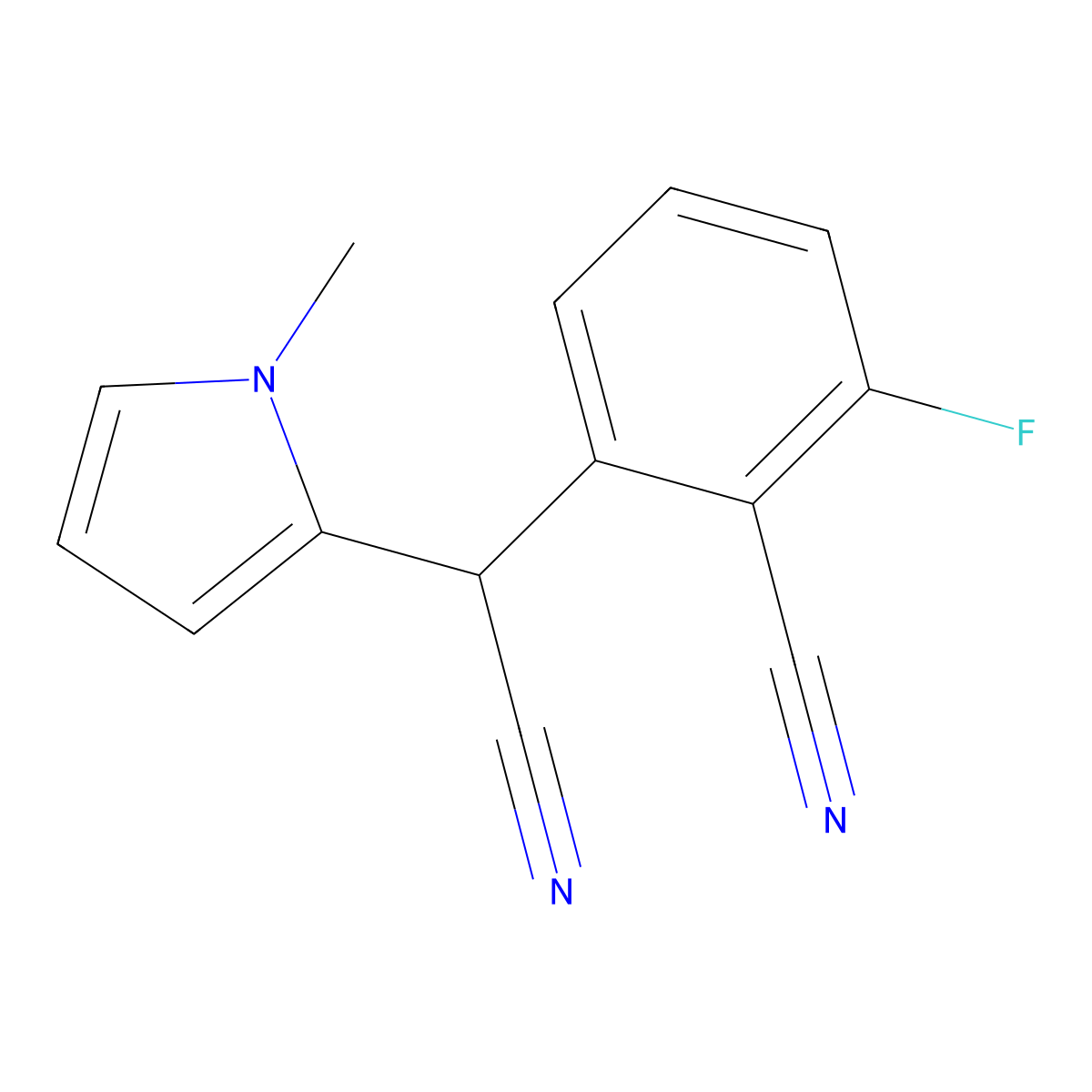 2-(2-Cyano-3-fluorophenyl)-2-(1-methyl-1H-pyrrol-2-yl)acetonitrile molecular structure, CAS 303150-55-2