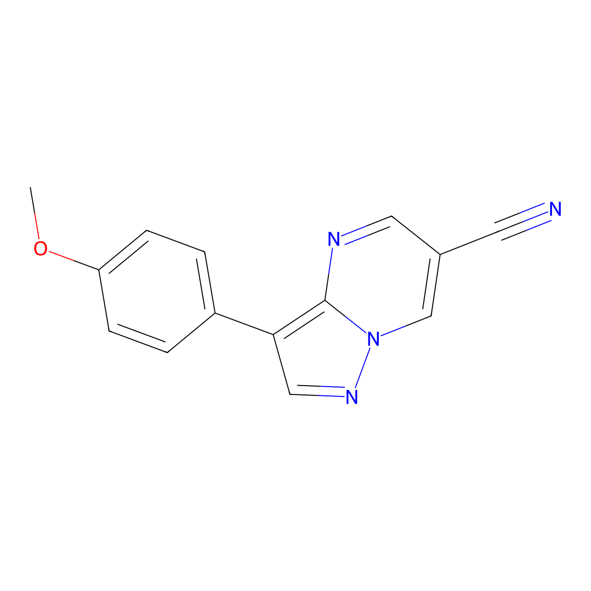 3-(4-Methoxyphenyl)pyrazolo[1,5-a]pyrimidine-6-carbonitrile molecular structure, CAS 303150-57-4