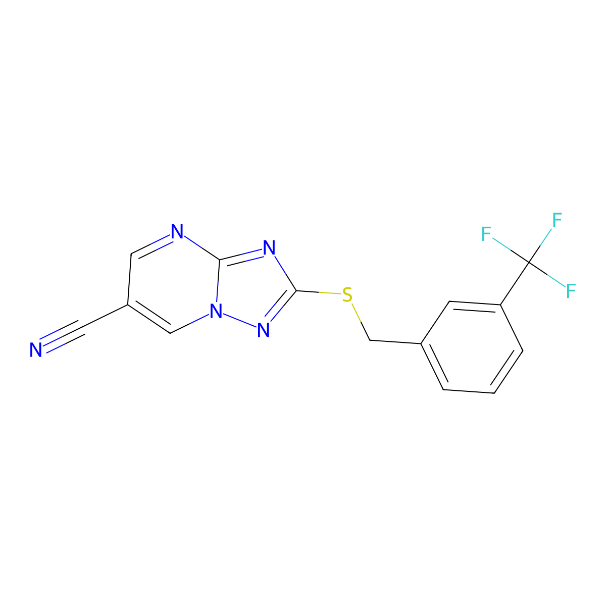 2-{[3-(Trifluoromethyl)benzyl]sulfanyl}[1,2,4]triazolo[1,5-a]pyrimidine-6-carbonitrile molecular structure, CAS 303150-58-5