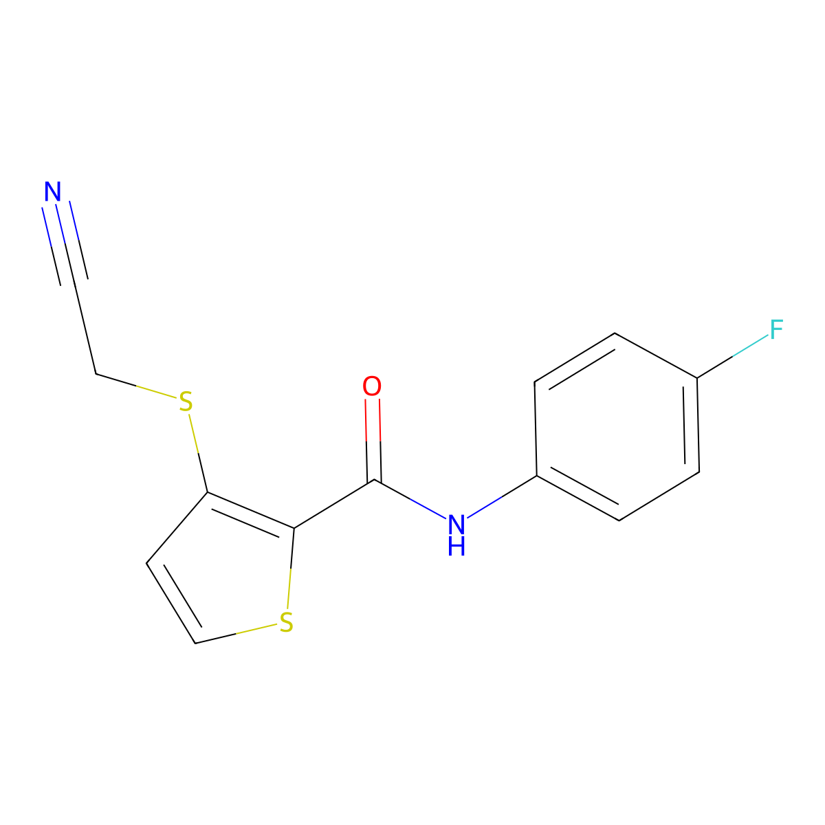 3-[(cyanomethyl)sulfanyl]-N-(4-fluorophenyl)-2-thiophenecarboxamide molecular structure, CAS 303150-71-2