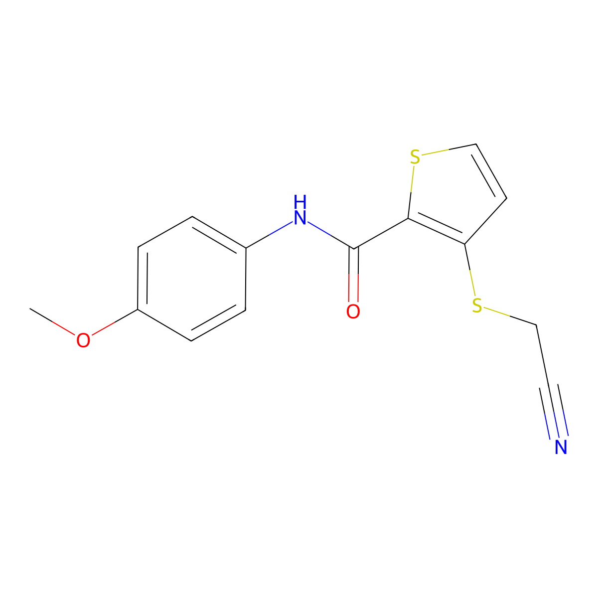 3-[(cyanomethyl)sulfanyl]-N-(4-methoxyphenyl)-2-thiophenecarboxamide molecular structure, CAS 303150-88-1