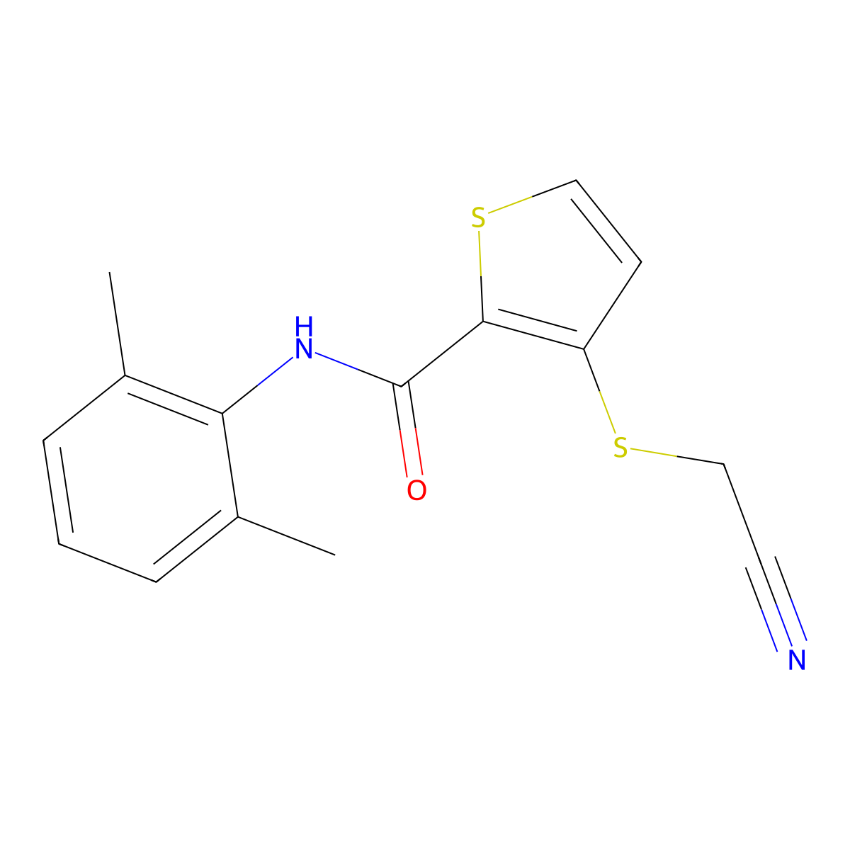 3-[(cyanomethyl)sulfanyl]-N-(2,6-dimethylphenyl)-2-thiophenecarboxamide molecular structure, CAS 303150-92-7