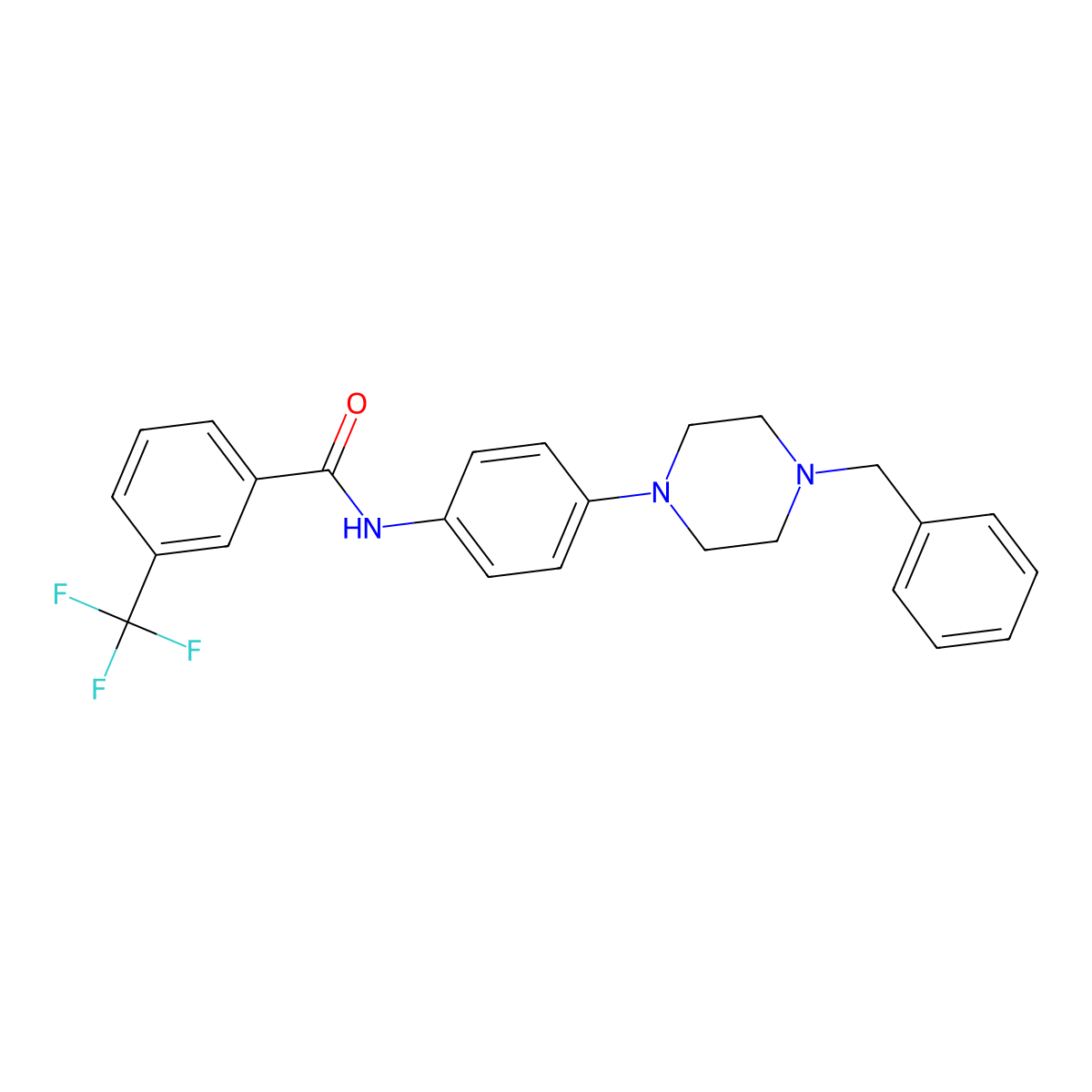 N-[4-(4-benzylpiperazin-1-yl)phenyl]-3-(trifluoromethyl)benzamide molecular structure, CAS 303150-98-3
