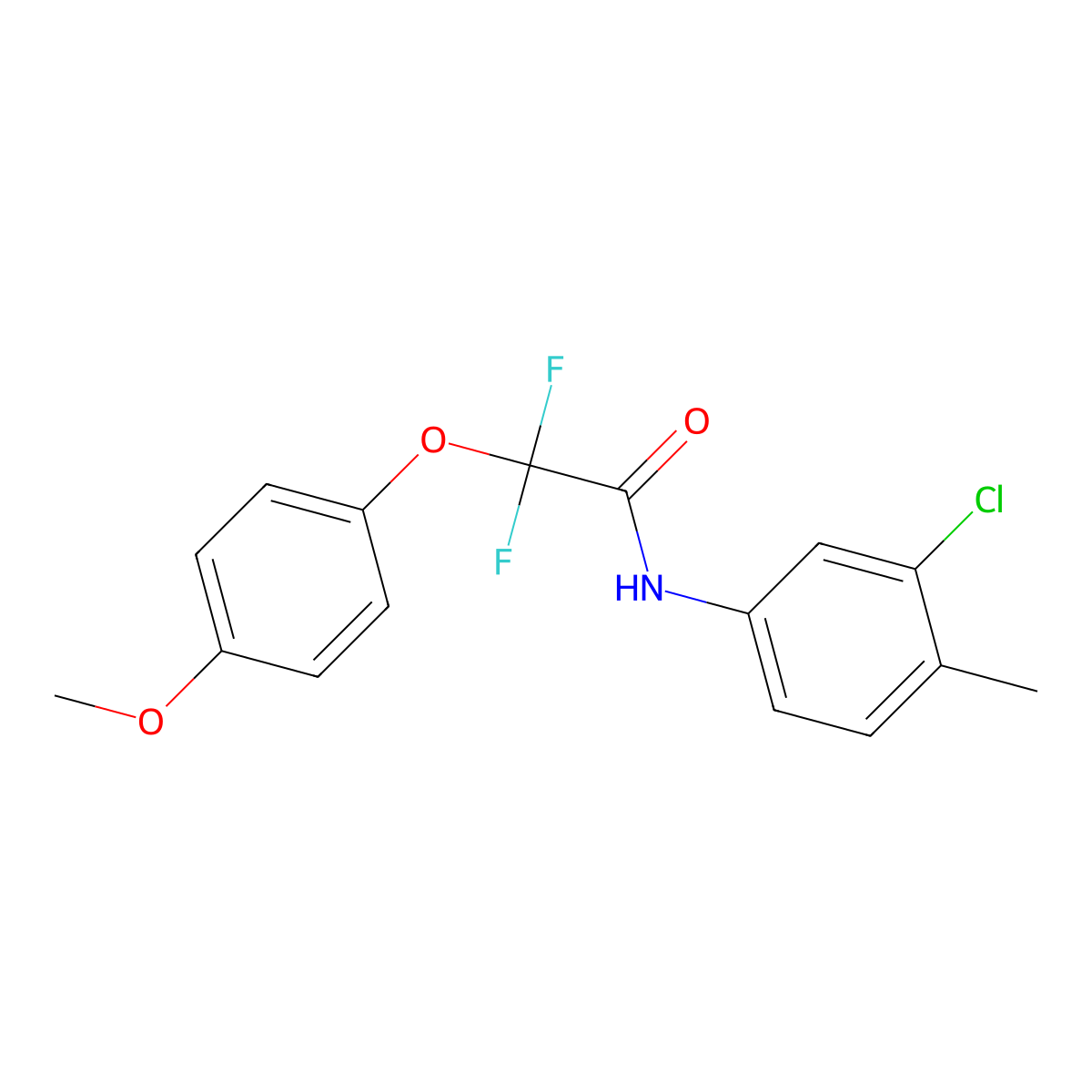 N-(3-chloro-4-methylphenyl)-2,2-difluoro-2-(4-methoxyphenoxy)acetamide molecular structure, CAS 303151-13-5