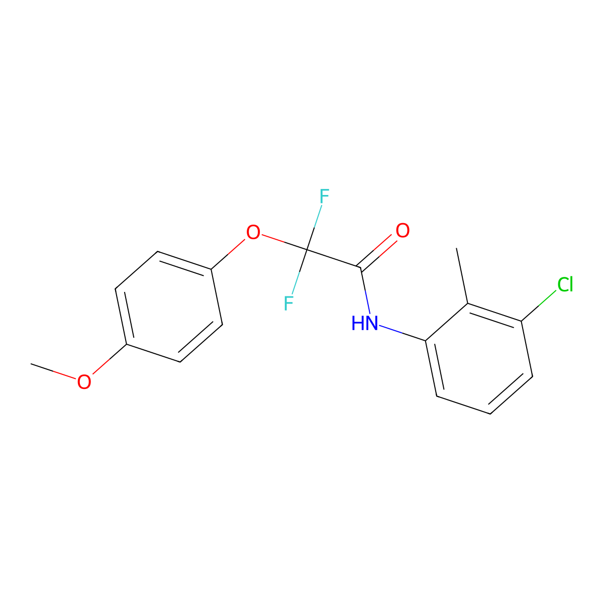N-(3-chloro-2-methylphenyl)-2,2-difluoro-2-(4-methoxyphenoxy)acetamide molecular structure, CAS 303151-17-9