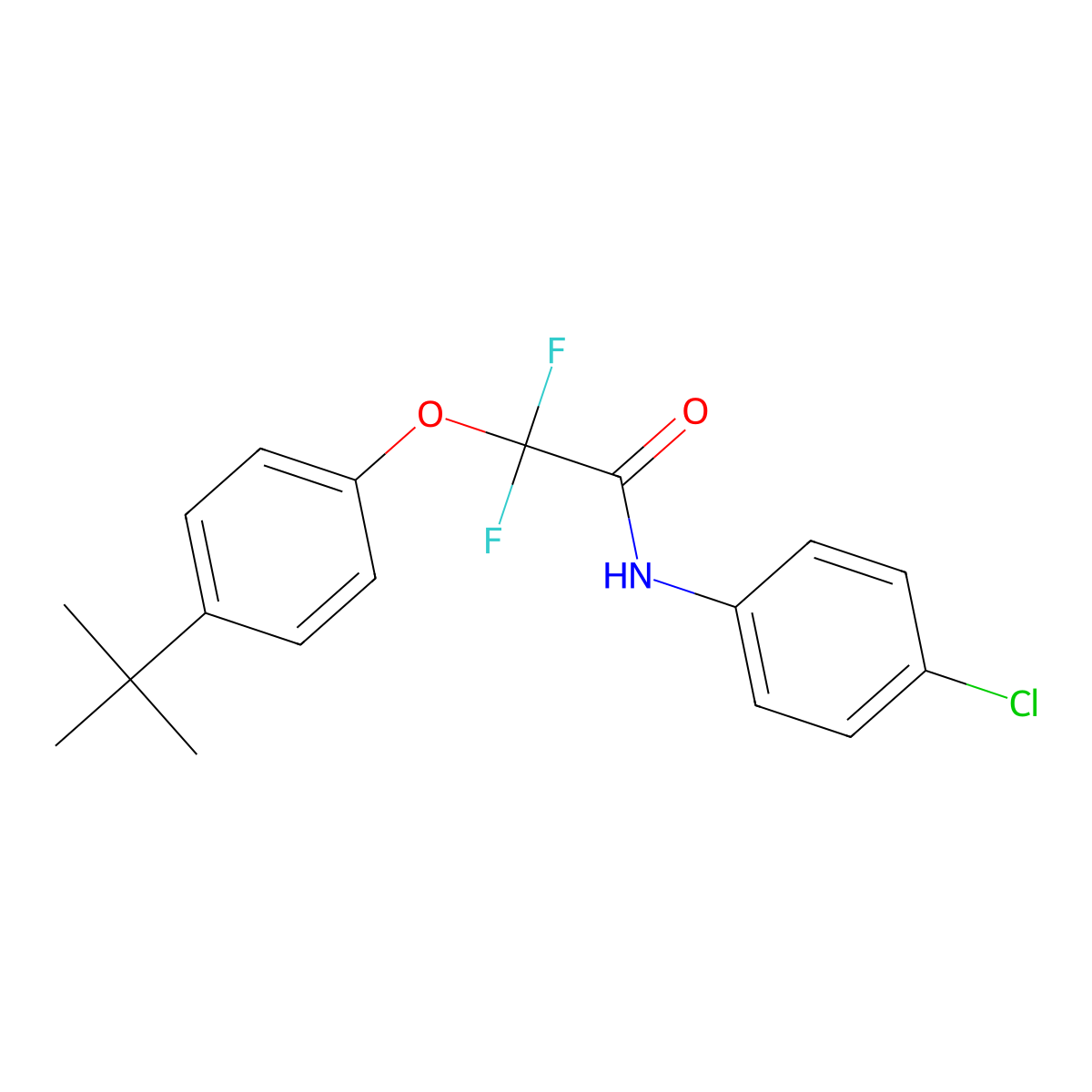 2-(4-tert-butylphenoxy)-N-(4-chlorophenyl)-2,2-difluoroacetamide molecular structure, CAS 303151-28-2