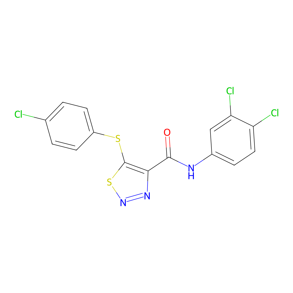 5-[(4-chlorophenyl)sulfanyl]-N-(3,4-dichlorophenyl)-1,2,3-thiadiazole-4-carboxamide molecular structure, CAS 303151-36-2