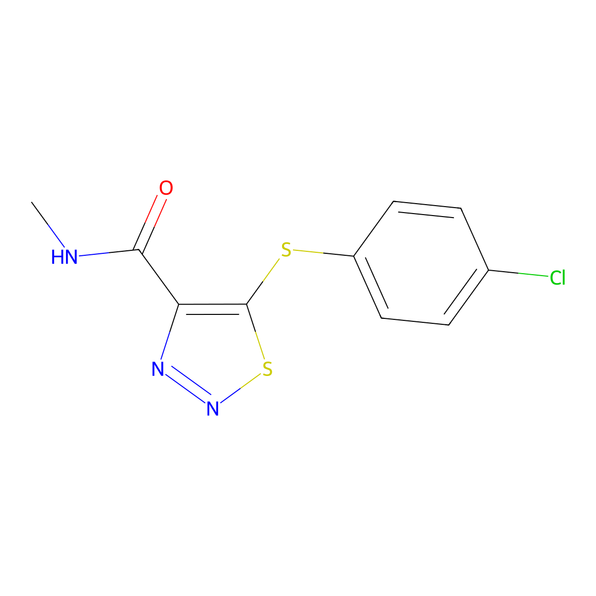 5-[(4-chlorophenyl)sulfanyl]-N-methyl-1,2,3-thiadiazole-4-carboxamide molecular structure, CAS 303151-37-3