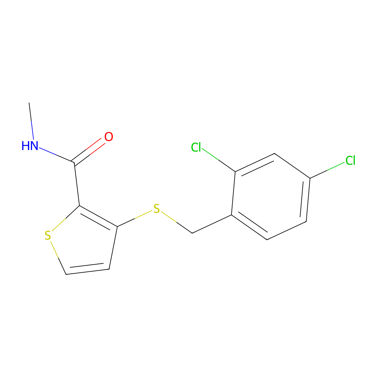 3-[(2,4-dichlorobenzyl)sulfanyl]-N-methyl-2-thiophenecarboxamide molecular structure, CAS 303151-44-2