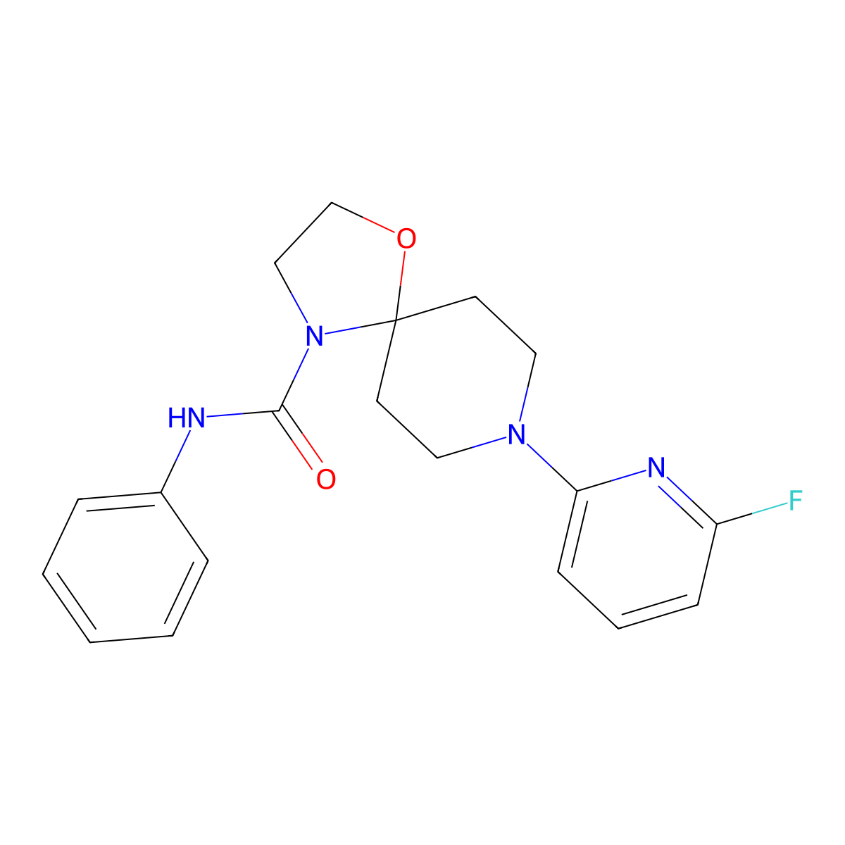 8-(6-fluoro-2-pyridinyl)-N-phenyl-1-oxa-4,8-diazaspiro[4.5]decane-4-carboxamide molecular structure, CAS 303151-54-4
