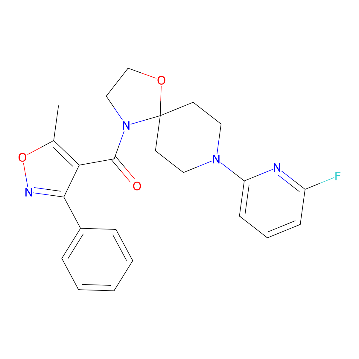 [8-(6-Fluoro-2-pyridinyl)-1-oxa-4,8-diazaspiro[4.5]dec-4-yl](5-methyl-3-phenyl-4-isoxazolyl)methanone molecular structure, CAS 303151-56-6