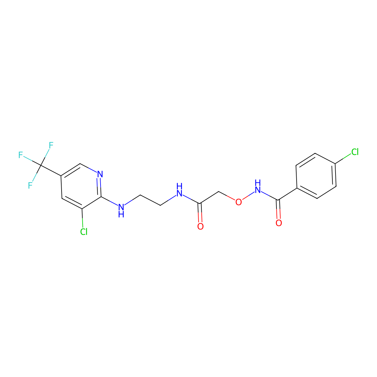 4-chloro-N-[2-[2-[[3-chloro-5-(trifluoromethyl)pyridin-2-yl]amino]ethylamino]-2-oxoethoxy]benzamide molecular structure, CAS 303151-67-9