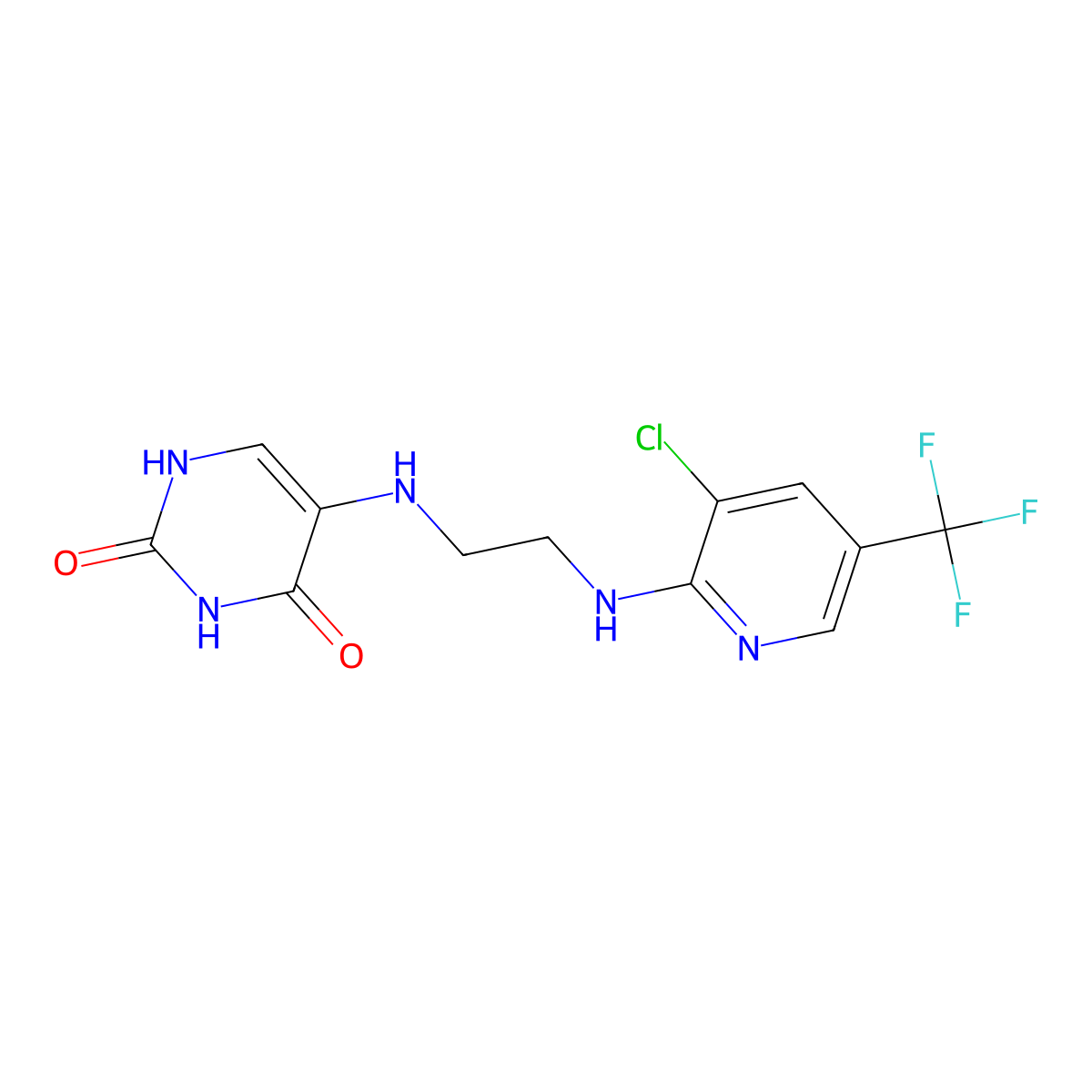 5-[(2-{[3-chloro-5-(trifluoromethyl)-2-pyridinyl]amino}ethyl)amino]-2,4(1H,3H)-pyrimidinedione molecular structure, CAS 303151-70-4
