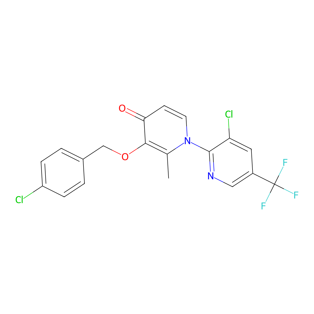 3-((4-Chlorobenzyl)oxy)-1-(3-chloro-5-(trifluoromethyl)-2-pyridinyl)-2-methyl-4(1H)-pyridinone molecular structure, CAS 303151-81-7