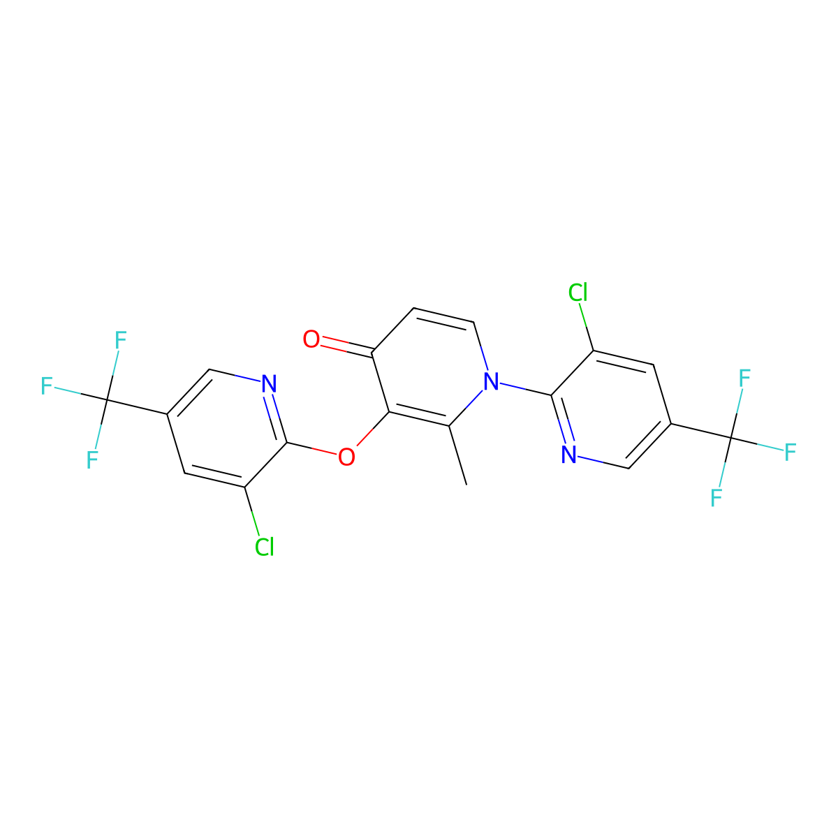 1-(3-Chloro-5-(trifluoromethyl)-2-pyridinyl)-3-((3-Chloro-5-(trifluoromethyl)-2-pyridinyl)oxy)-2-methyl-4(1H)-pyridinone molecular structure, CAS 303151-90-8