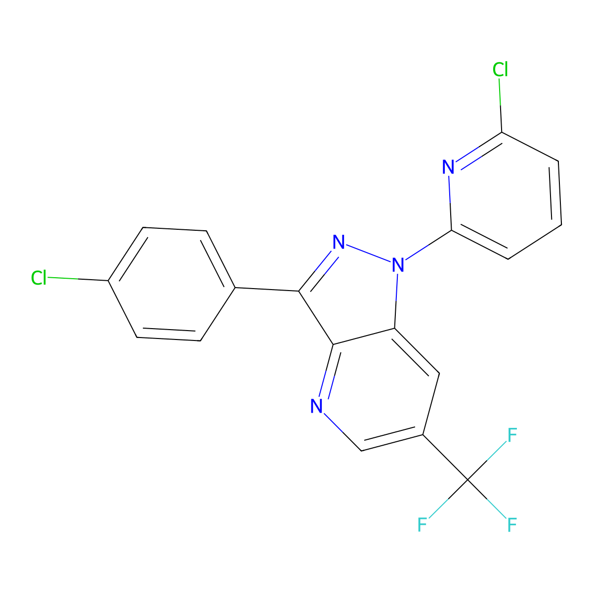 3-(4-chlorophenyl)-1-(6-chloro-2-pyridinyl)-6-(trifluoromethyl)-1H-pyrazolo[4,3-b]pyridine molecular structure, CAS 303152-01-4
