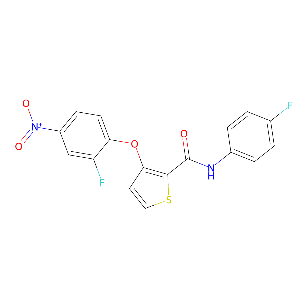 3-(2-fluoro-4-nitrophenoxy)-N-(4-fluorophenyl)thiophene-2-carboxamide molecular structure, CAS 303152-04-7