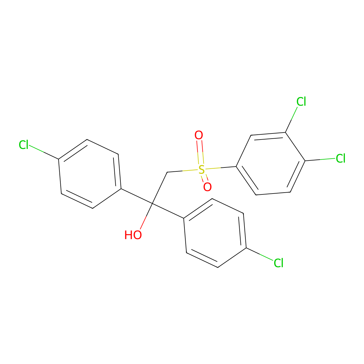 1,1-Bis(4-chlorophenyl)-2-[(3,4-dichlorophenyl)sulfonyl]-1-ethanol molecular structure, CAS 303152-13-8