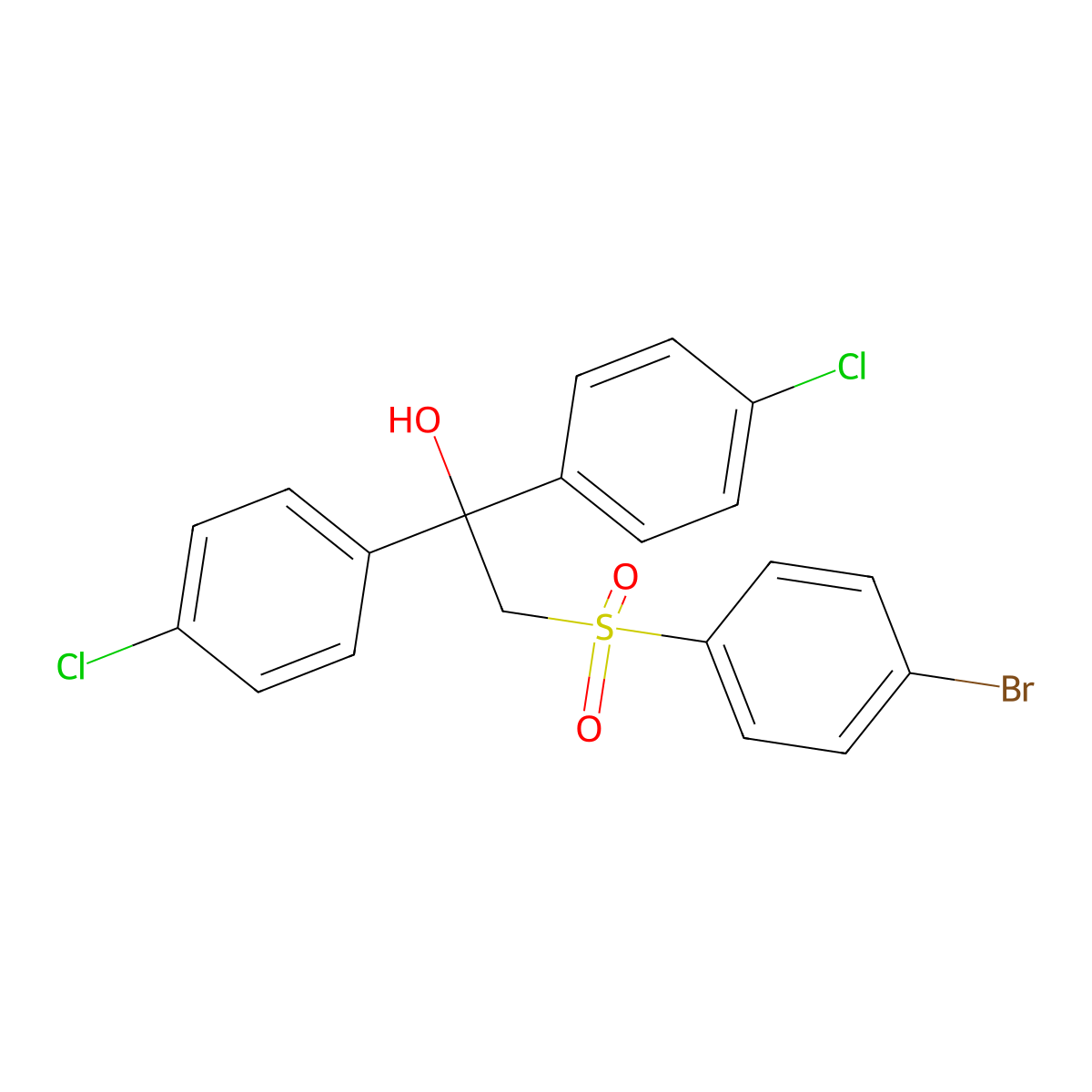 2-(4-Bromophenyl)sulfonyl-1,1-bis(4-chlorophenyl)ethanol molecular structure, CAS 303152-14-9