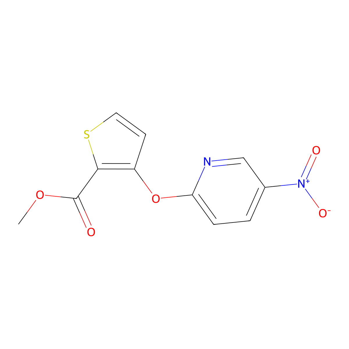 Methyl 3-[(5-nitro-2-pyridinyl)oxy]-2-thiophenecarboxylate molecular structure, CAS 303152-15-0