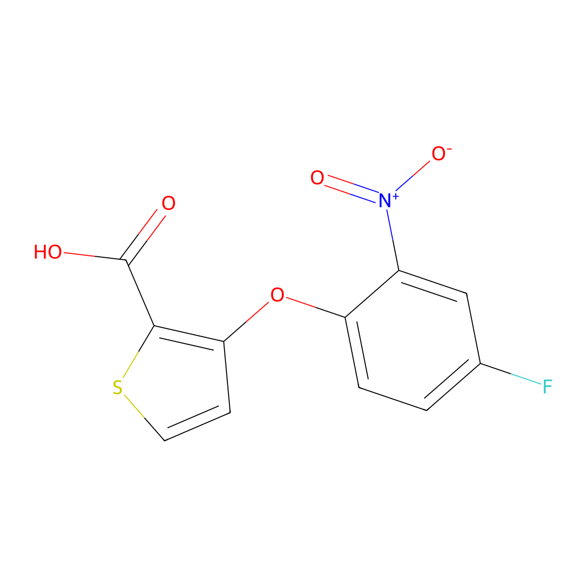 3-(4-Fluoro-2-nitrophenoxy)-2-thiophenecarboxylic acid molecular structure, CAS 303152-17-2