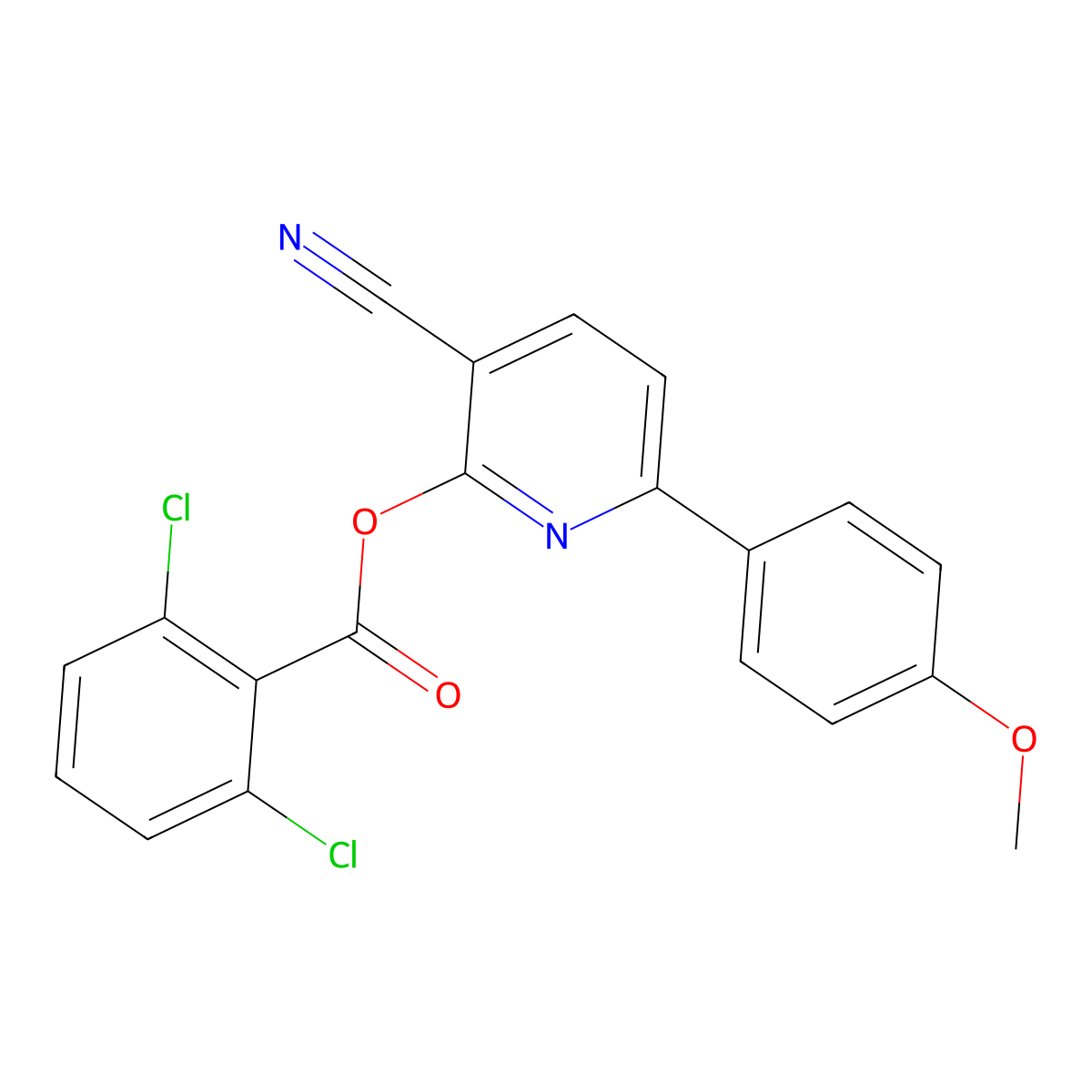 3-Cyano-6-(4-methoxyphenyl)-2-pyridinyl 2,6-dichlorobenzenecarboxylate molecular structure, CAS 303152-18-3