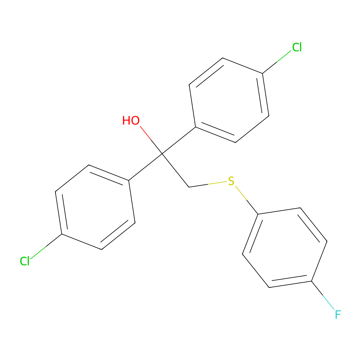 1,1-Bis(4-chlorophenyl)-2-[(4-fluorophenyl)sulfanyl]-1-ethanol molecular structure, CAS 303152-19-4