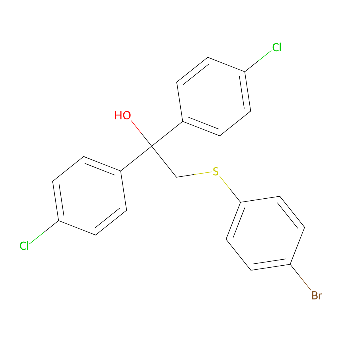 2-(4-Bromophenyl)sulfanyl-1,1-bis(4-chlorophenyl)ethanol molecular structure, CAS 303152-21-8