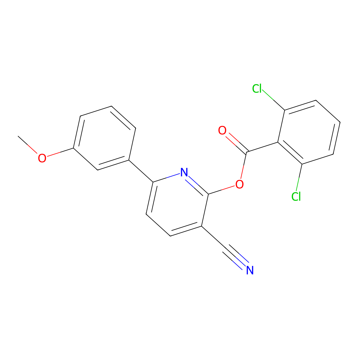 2,6-Dichlorobenzoic acid [3-cyano-6-(3-methoxyphenyl)-2-pyridinyl] ester molecular structure, CAS 303152-22-9