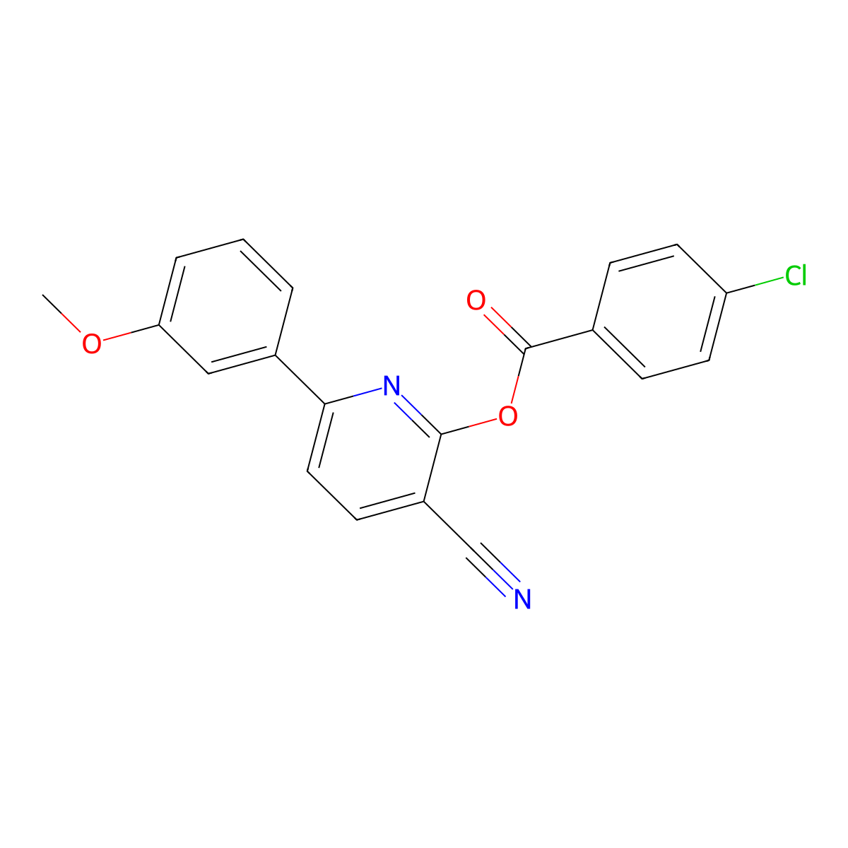 3-Cyano-6-(3-methoxyphenyl)-2-pyridinyl 4-chlorobenzenecarboxylate molecular structure, CAS 303152-23-0