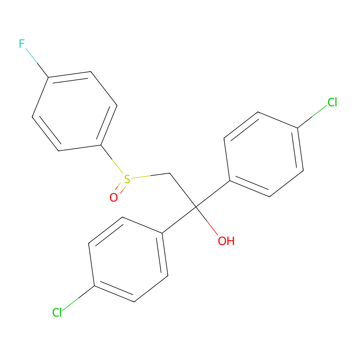 1,1-Bis(4-chlorophenyl)-2-[(4-fluorophenyl)sulfinyl]-1-ethanol molecular structure, CAS 303152-27-4