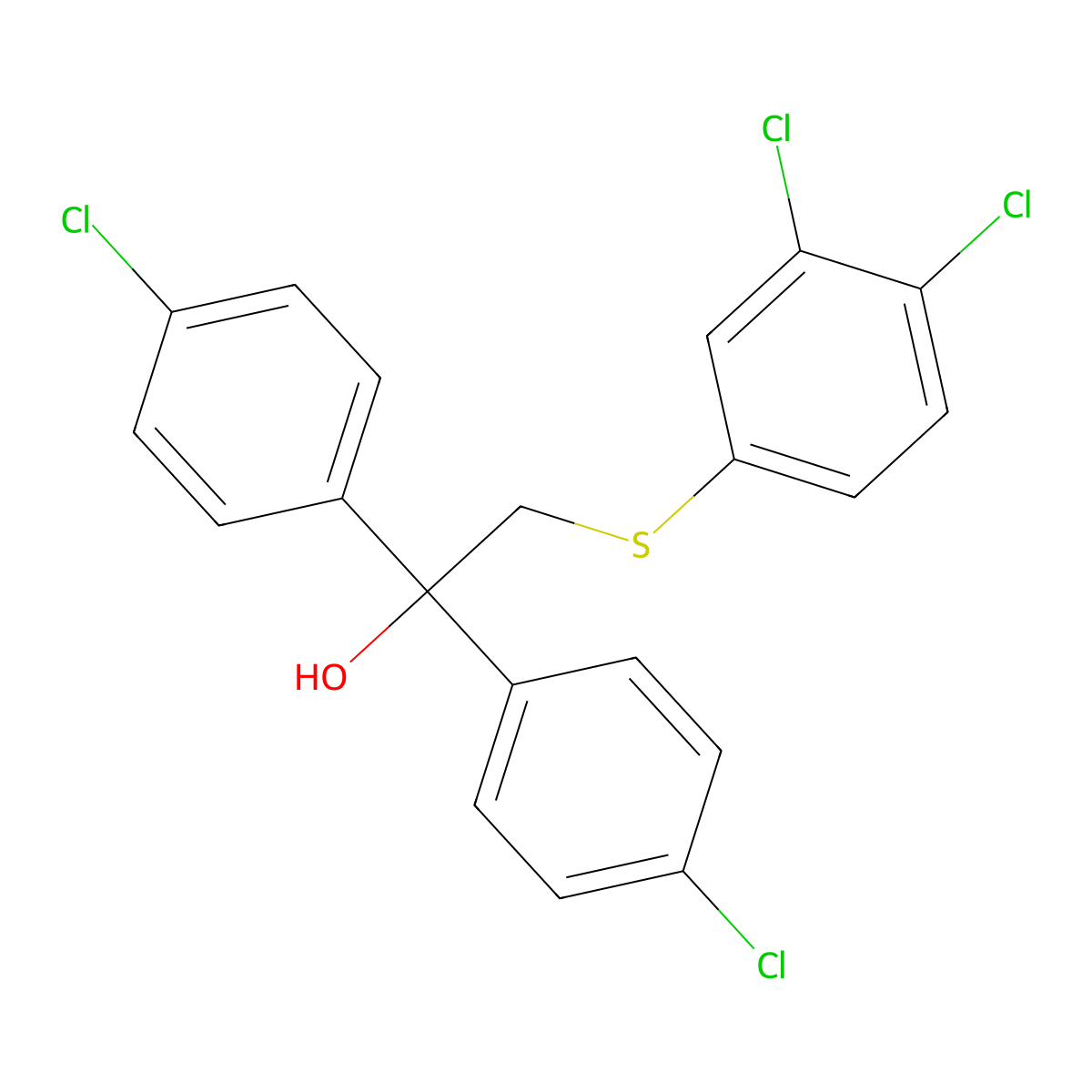 1,1-Bis(4-chlorophenyl)-2-[(3,4-dichlorophenyl)sulfanyl]-1-ethanol molecular structure, CAS 303152-29-6
