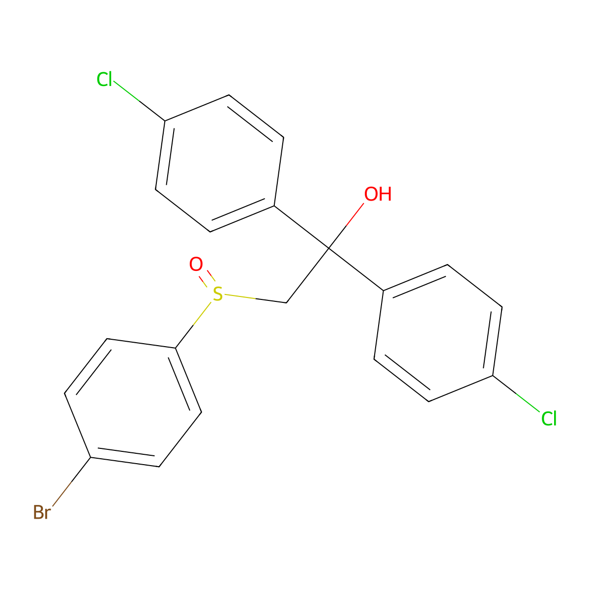 2-(4-Bromophenyl)sulfinyl-1,1-bis(4-chlorophenyl)ethanol molecular structure, CAS 303152-32-1