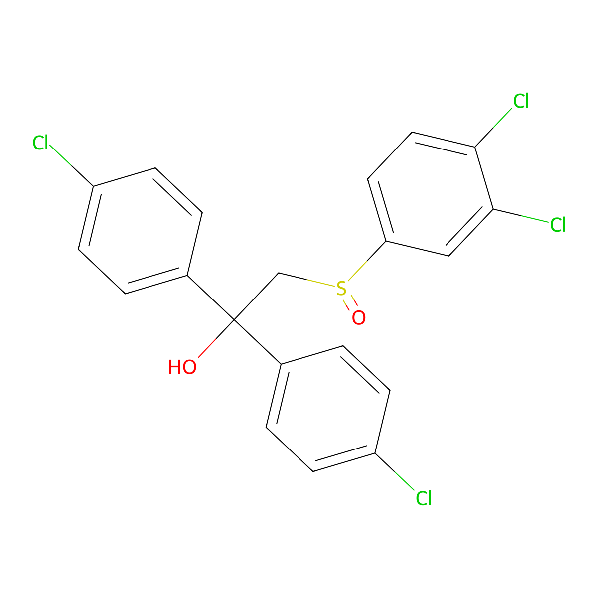 1,1-Bis(4-chlorophenyl)-2-[(3,4-dichlorophenyl)sulfinyl]-1-ethanol molecular structure, CAS 303152-33-2