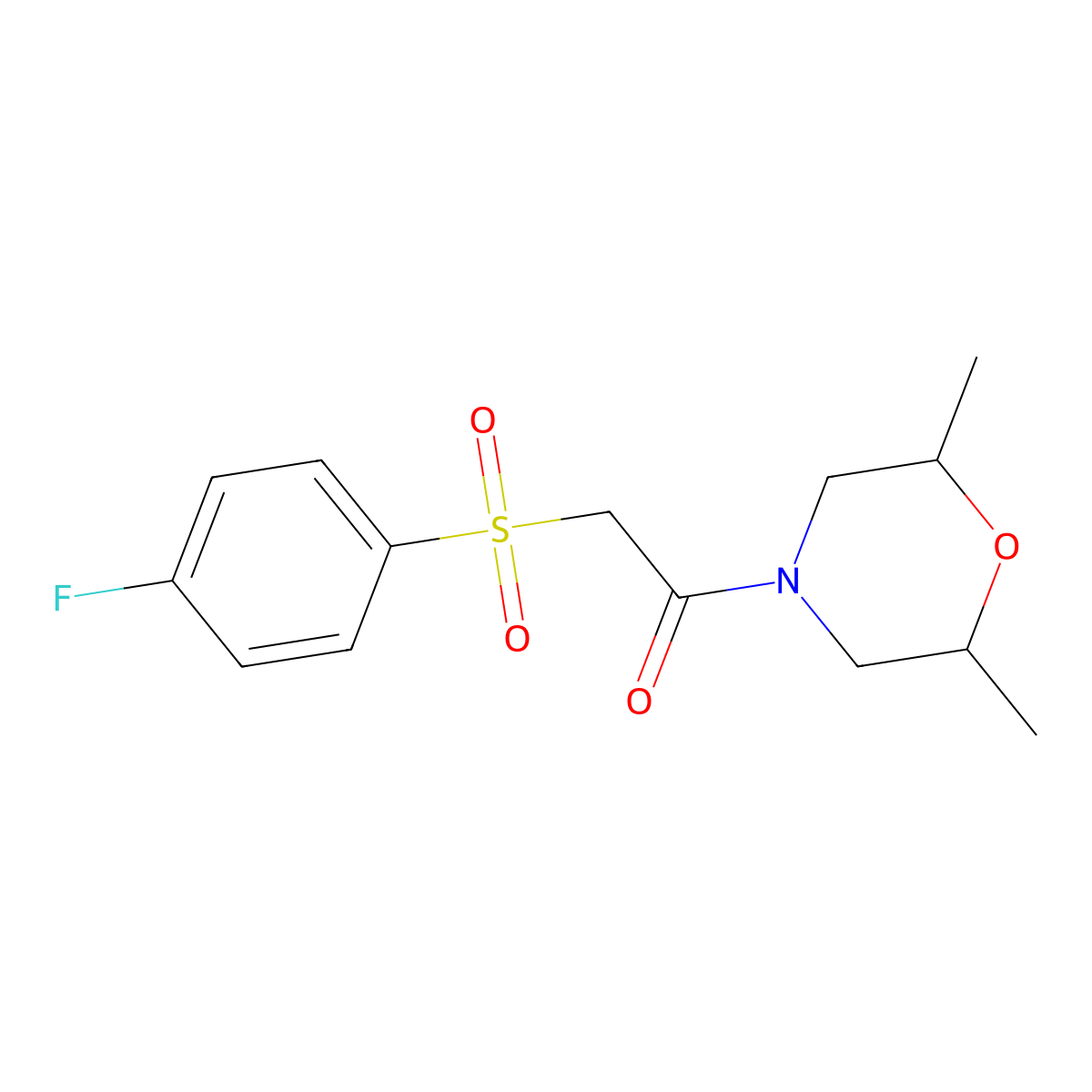 1-(2,6-Dimethylmorpholino)-2-[(4-fluorophenyl)sulfonyl]-1-ethanone molecular structure, CAS 303152-37-6