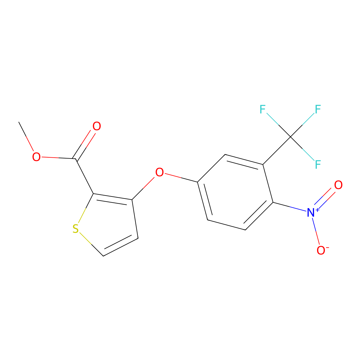 Methyl 3-[4-nitro-3-(trifluoromethyl)phenoxy]thiophene-2-carboxylate molecular structure, CAS 303152-50-3