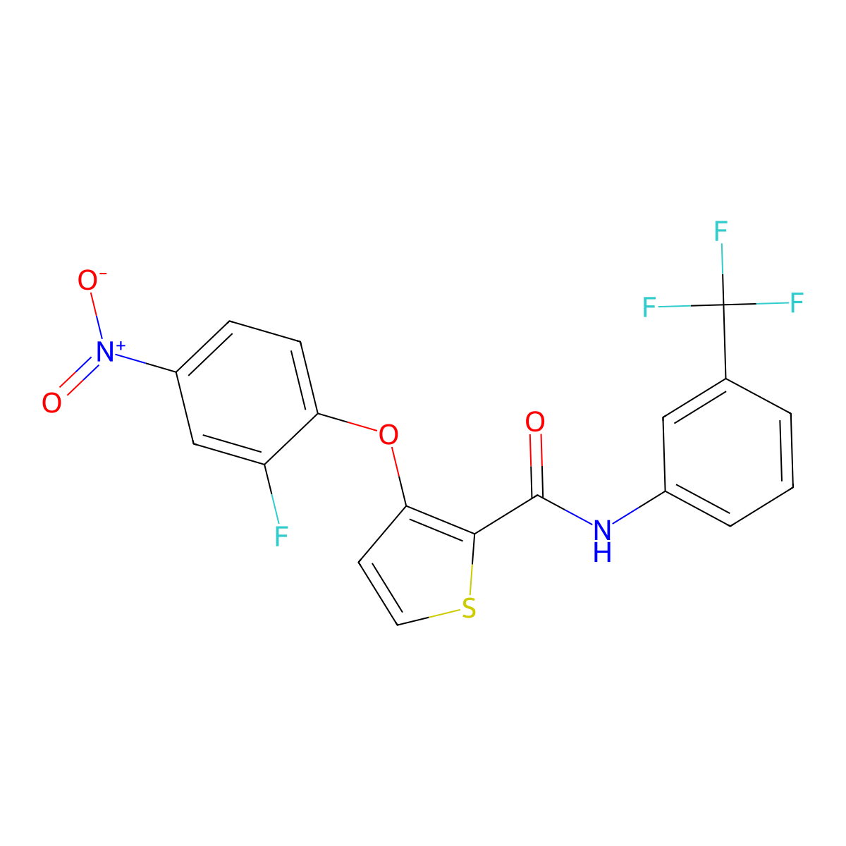 3-(2-fluoro-4-nitrophenoxy)-N-[3-(trifluoromethyl)phenyl]thiophene-2-carboxamide molecular structure, CAS 303152-52-5