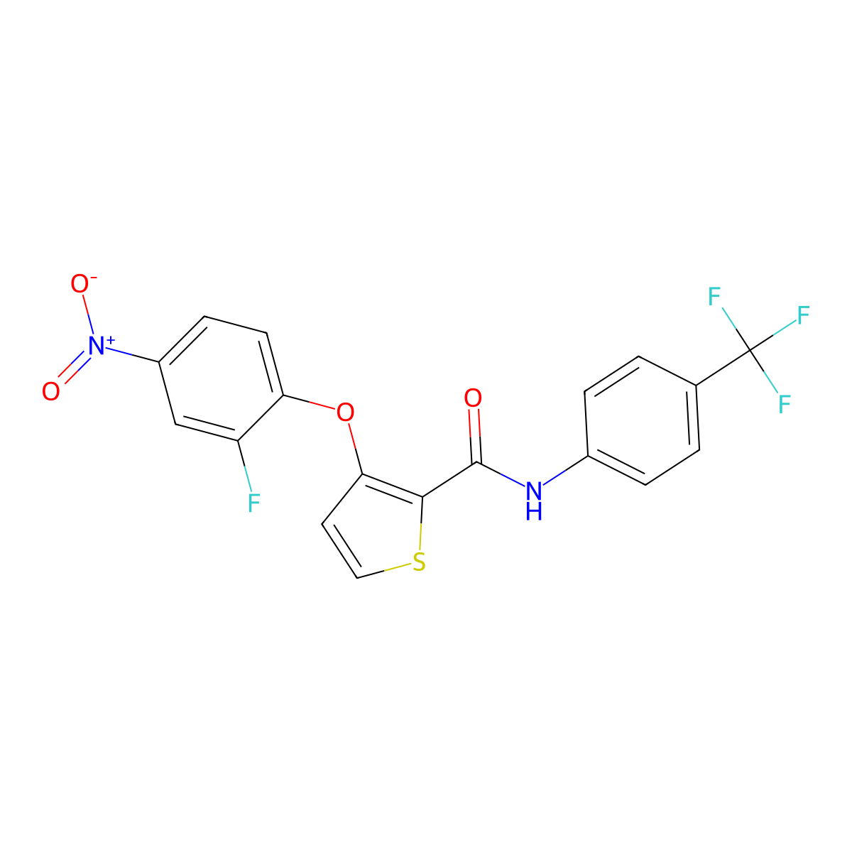 3-(2-fluoro-4-nitrophenoxy)-N-[4-(trifluoromethyl)phenyl]thiophene-2-carboxamide molecular structure, CAS 303152-57-0
