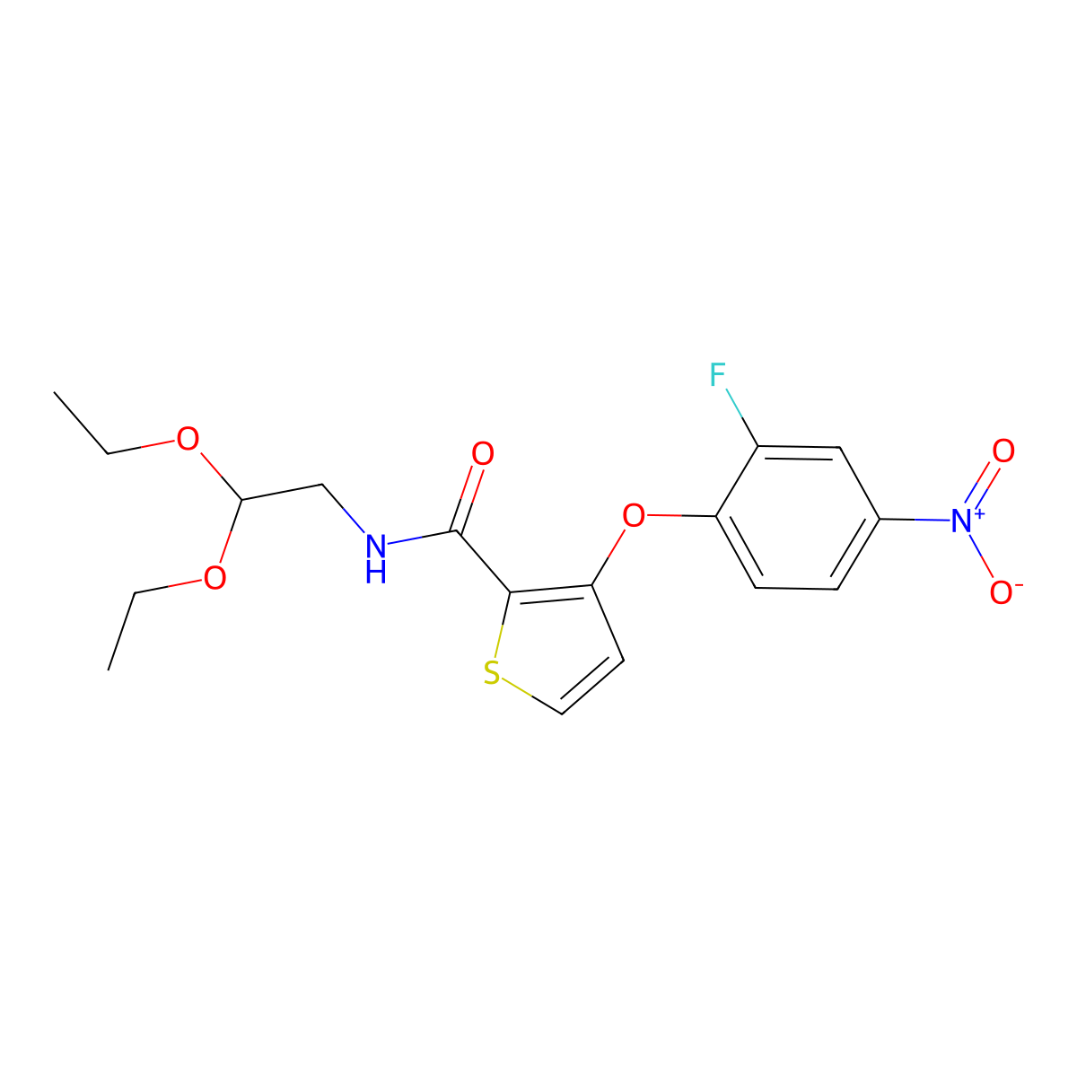N-(2,2-diethoxyethyl)-3-(2-fluoro-4-nitrophenoxy)thiophene-2-carboxamide molecular structure, CAS 303152-59-2