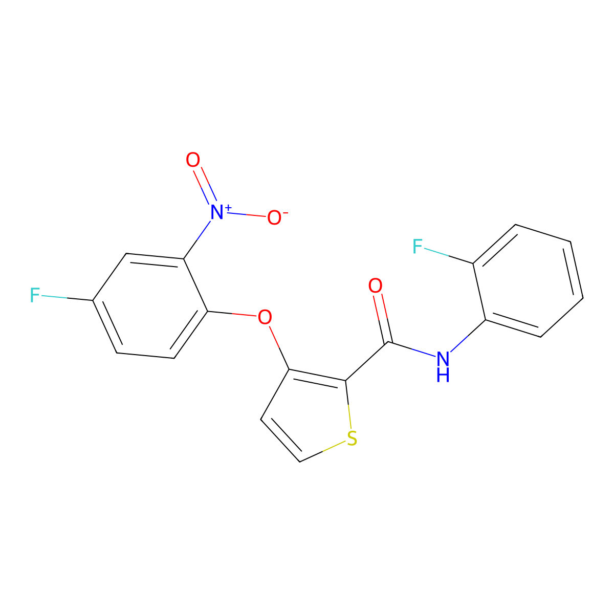 3-(4-fluoro-2-nitrophenoxy)-N-(2-fluorophenyl)thiophene-2-carboxamide molecular structure, CAS 303152-69-4