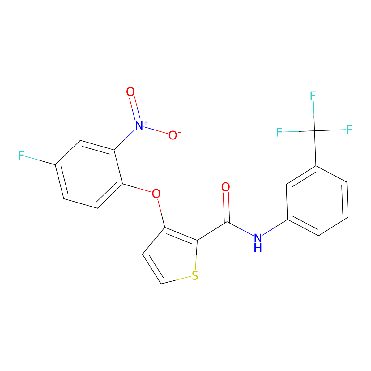 3-(4-fluoro-2-nitrophenoxy)-N-[3-(trifluoromethyl)phenyl]thiophene-2-carboxamide molecular structure, CAS 303152-70-7