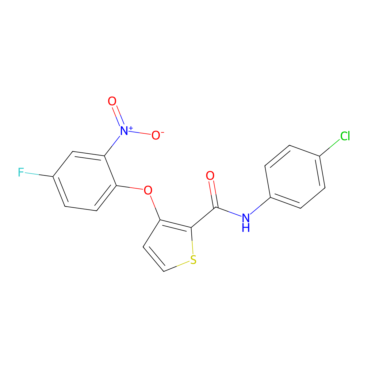 N-(4-chlorophenyl)-3-(4-fluoro-2-nitrophenoxy)thiophene-2-carboxamide molecular structure, CAS 303152-71-8