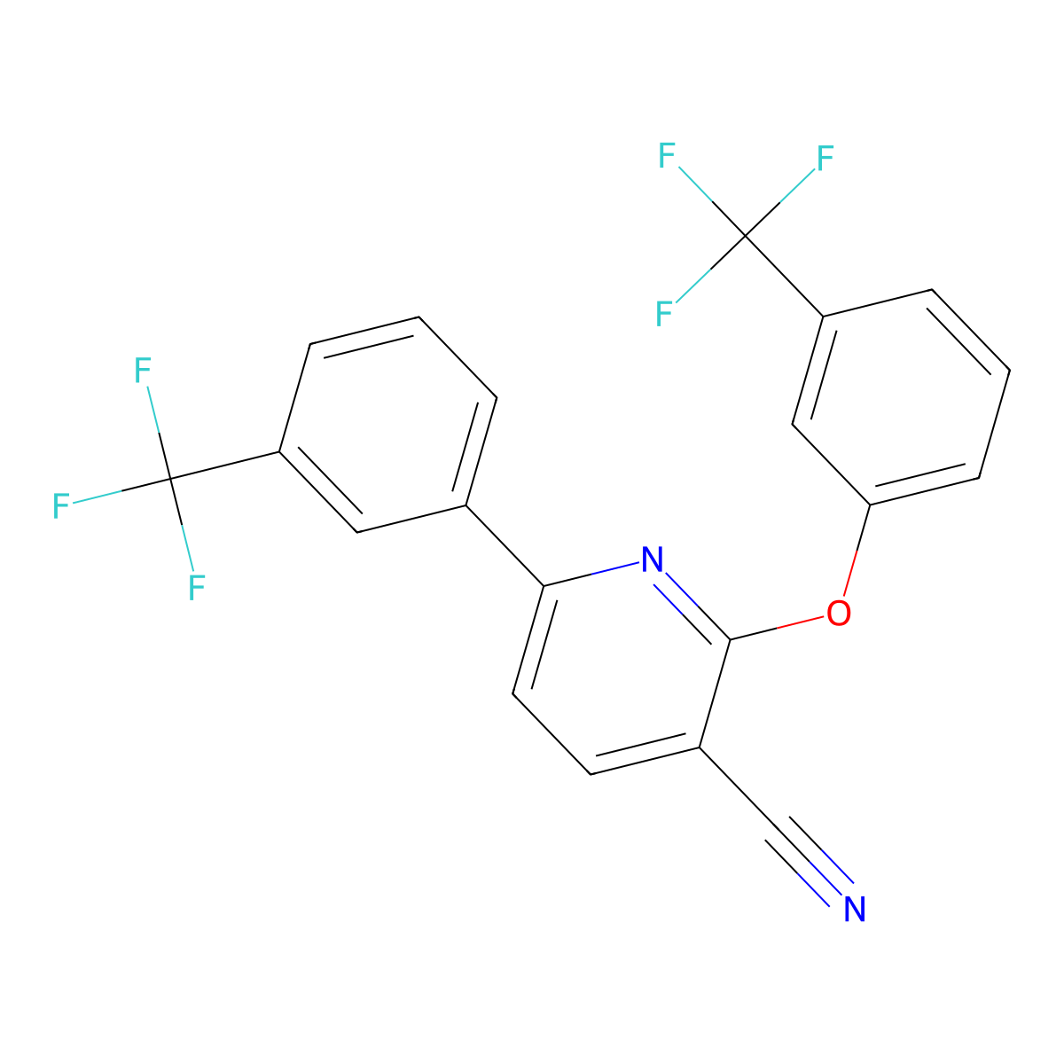2-[3-(Trifluoromethyl)phenoxy]-6-[3-(trifluoromethyl)phenyl]pyridine-3-carbonitrile molecular structure, CAS 303152-81-0
